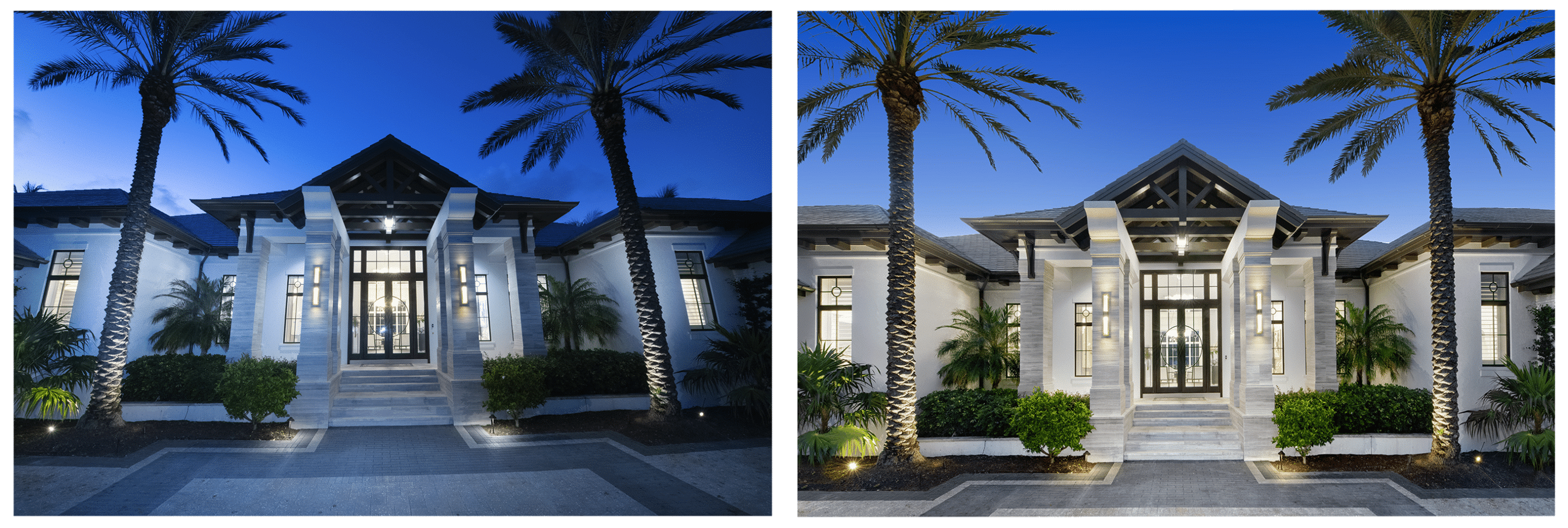 Before And After of House Using Photoshop Retouching To Correct Lighting